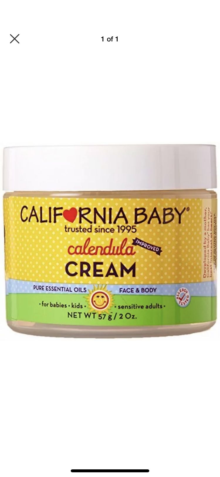 California Baby Calendula Cream. 4 Oz (includes 2 Jars) New Sealed