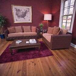 Brown Leather Sofa And Loveseat Set