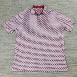 Grunk Dolfer Shirt 2XL Red White Performance Stretch Golf Cart AOP Sporty Casual