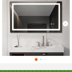 Anti-Fog 40 in. W x 24 in. H Rectangular Frameless Wall Bathroom Vanity Mirror in White, Makeup LED Mirror, Lighting