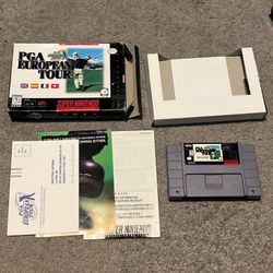 Pga European Tour Golf Super Nintendo Game SNES w/ Box Inserts No Manual