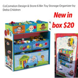 New in box  CoComelon Design & Store 6 Bin Toy Storage Organizer by Delta Children $20 firm pick up east Palmdale serious buys only