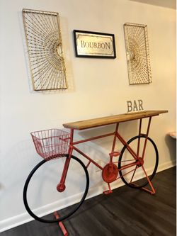 Unique item metal and wood console table/ bar