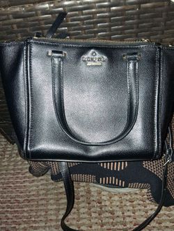 kate spade Black Pebbled Leather Shoulder Pouch with Gold Logo