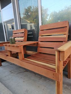 Double Chair Bench with Table (MADE TO ORDER)