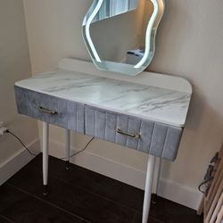 Makeup Vanity Iight up Mirror Desk with Dual Droors