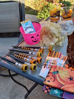 Halloween costumes and decor