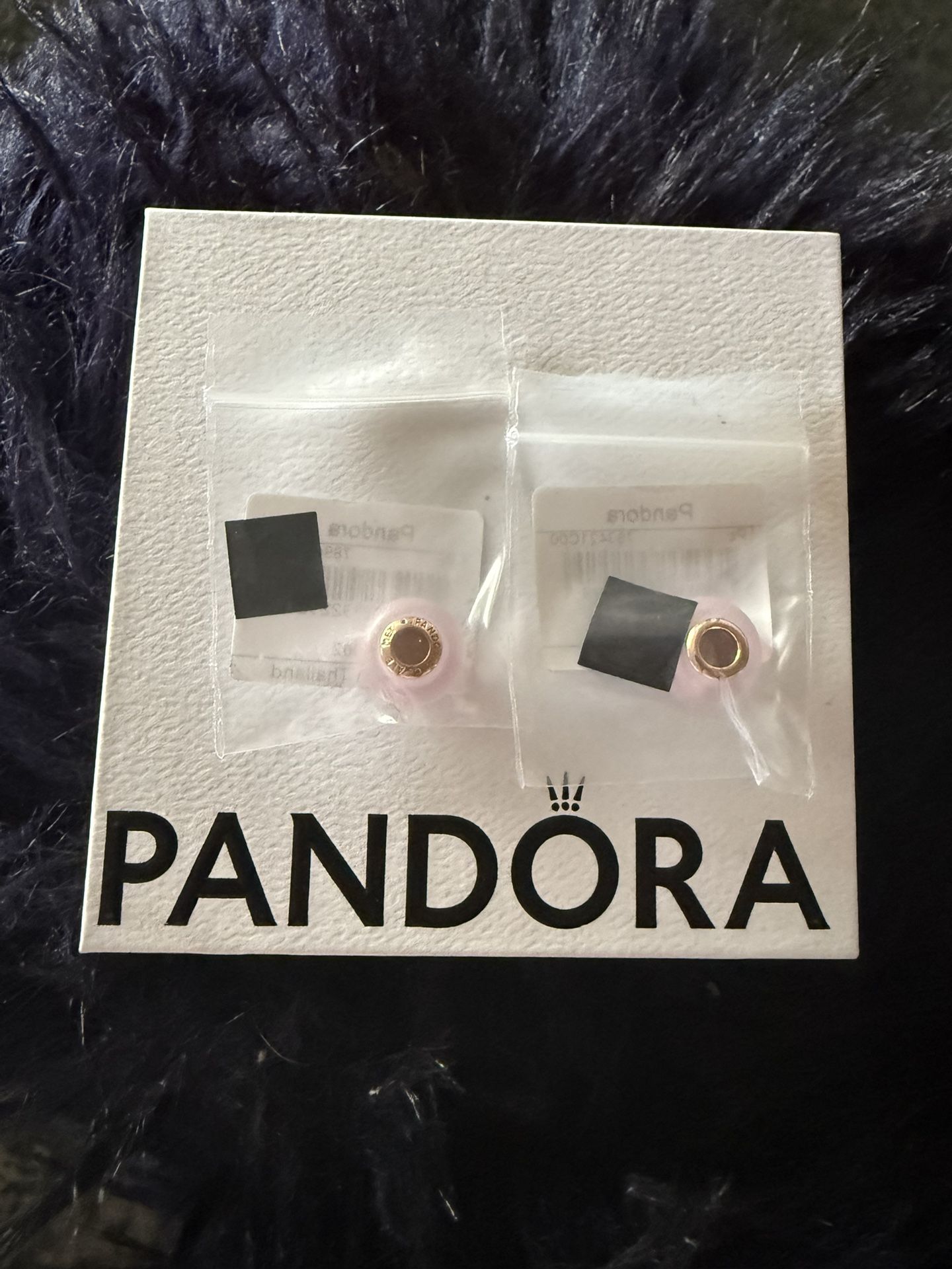  2 New Pandora Matte Pink Murano Glass Rose Gold Charms $25 Each