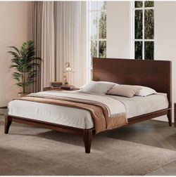 ❤️‍🔥 Merax Mid Century Queen Size Bed Frame with Headboard