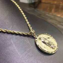 10k Gold Chain Rope 20” Inch With Pendant Both Together Deal ..special Discount..