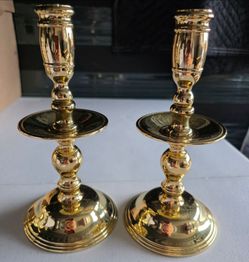 Pair of Polished Brass Candlesticks