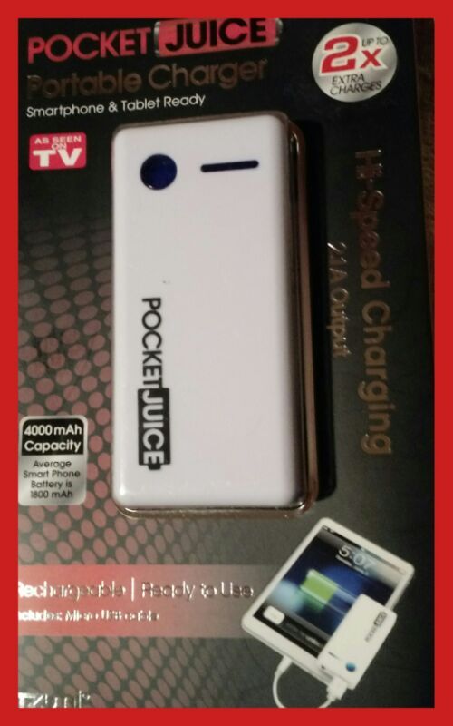 Pocket Juice portable charger 4000 mAh with flashlight