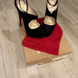 Christian Louboutin Black Suede Platform Heels (size 39)
