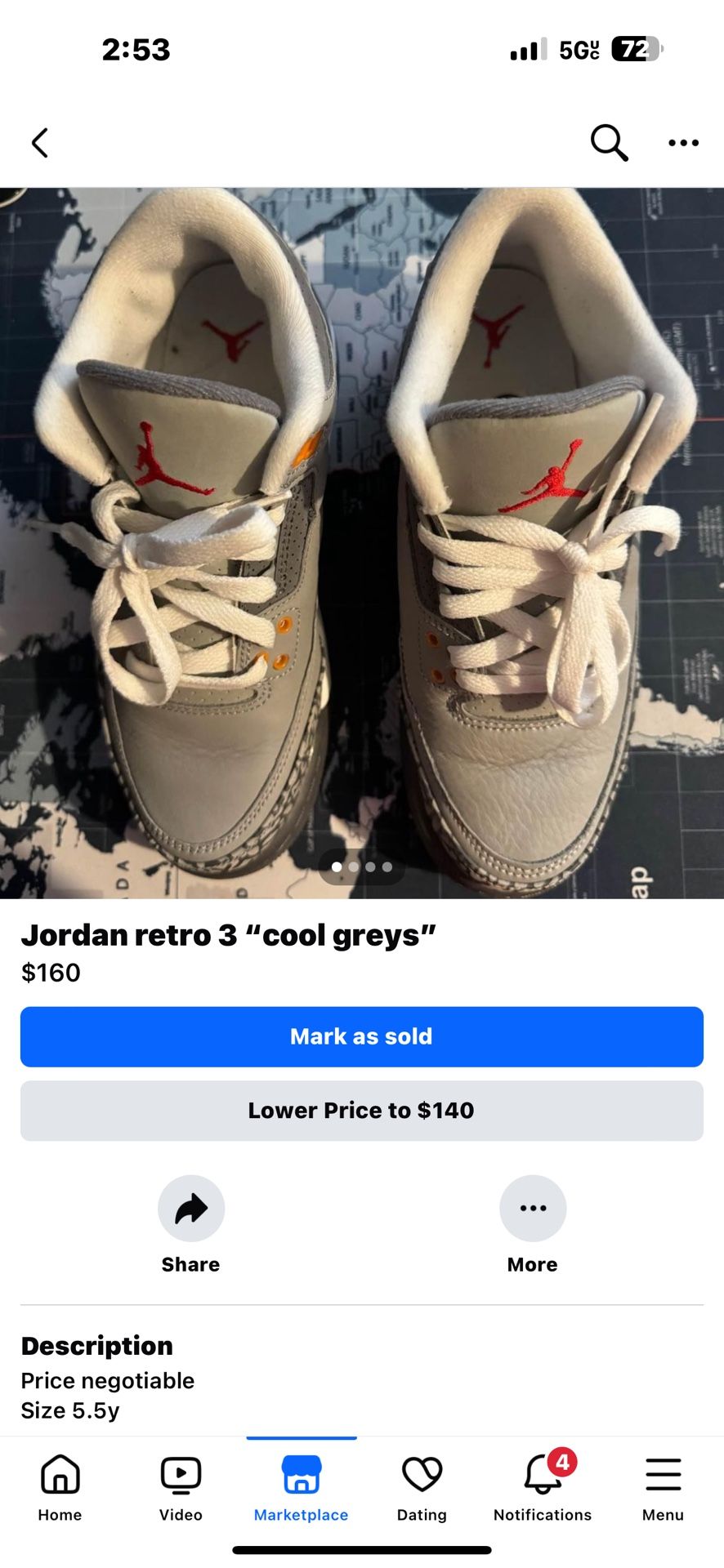 Jordan retro 3 “cool Greys”