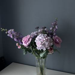 Faux flowers in vase
