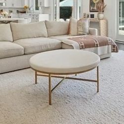 Mod Shop Faux Leather and Brass Milan Ottoman 