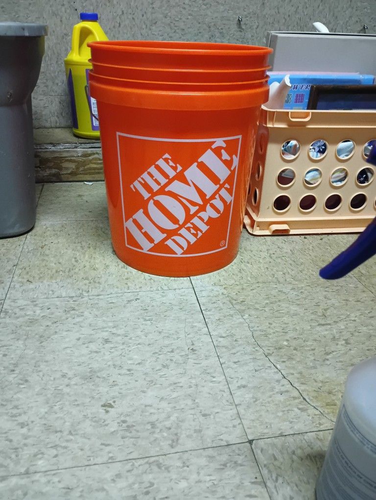 Home Depot bucket & 2 Commercial Spray Bottles