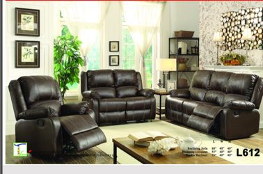 3 piece bonded leather reclining set