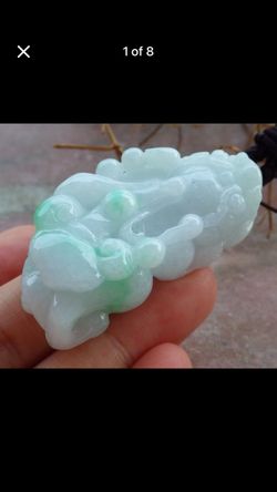 Certificate JADEITE Jade wealth Dragon white Green Pendant Pi Xiu 