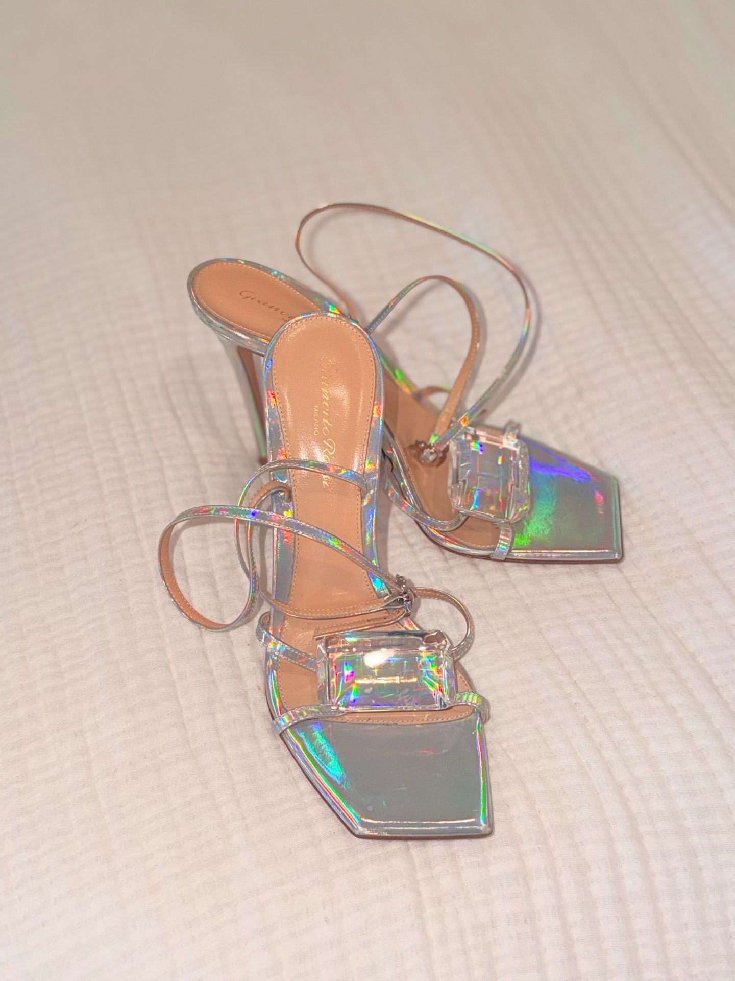 Authentic Gianvito Rossi Holographic Plexi Heels Worn Once