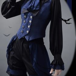 Ouji LOLITA Fashion Dark Blue Waistcoat Chaleco Mujer Nina Woman Girl