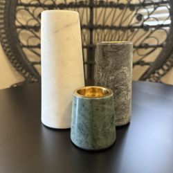 Marble Candle Holders - Set Of 3 