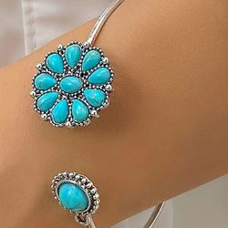 Silver & Simulated Turquoise  Bracelet 