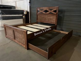 Full Solid Wood Bed With Twin Trundle FRAME $560