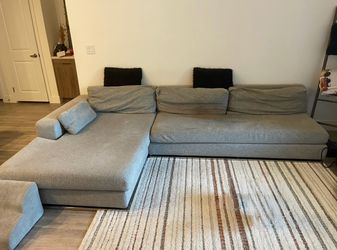 West Elm Grey Fabric Sectional Sofa with Chaise