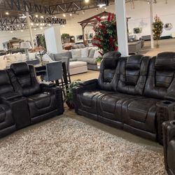 Power Adj Headrest Reclining Sofa And Loveseat 