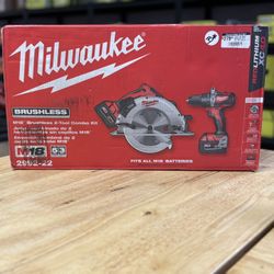 Milwaukee M18 18-Volt Lithium-Ion Brushless Cordless Hammer Drill and Circular Saw Combo Kit (2-Tool) with Two 4.0 Ah Batteries 
