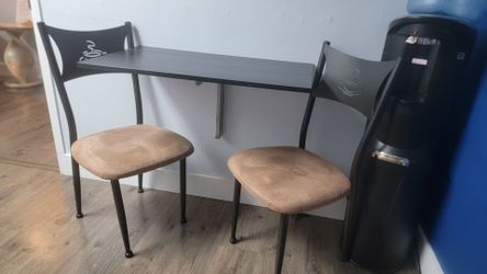 Wall mounted table & two chairs