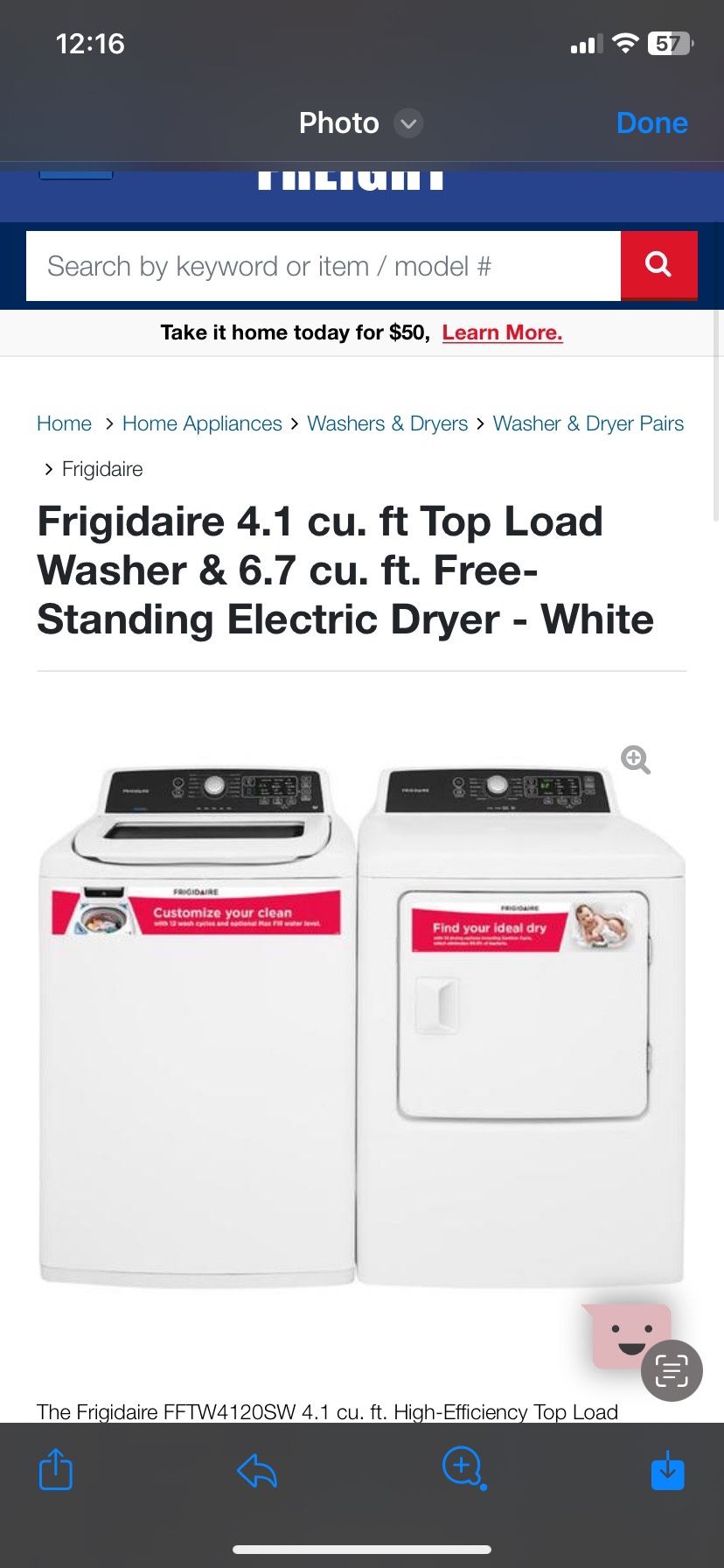 Brand New Frigidaire Washer & Dryer Set 