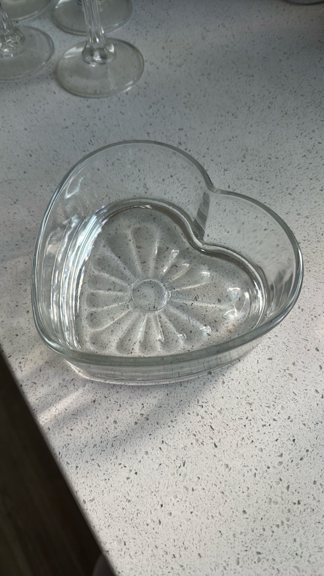 Libbey clear glass heart-shaped bowl