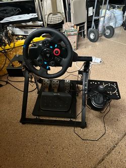 Playstation Logitech racing wheel set up with frame