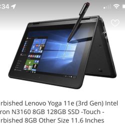 Lenovo Yoga 11e (3rd Gen) Intel Celeron N3160 8GB 128GB SSD -Touch - Refurbished