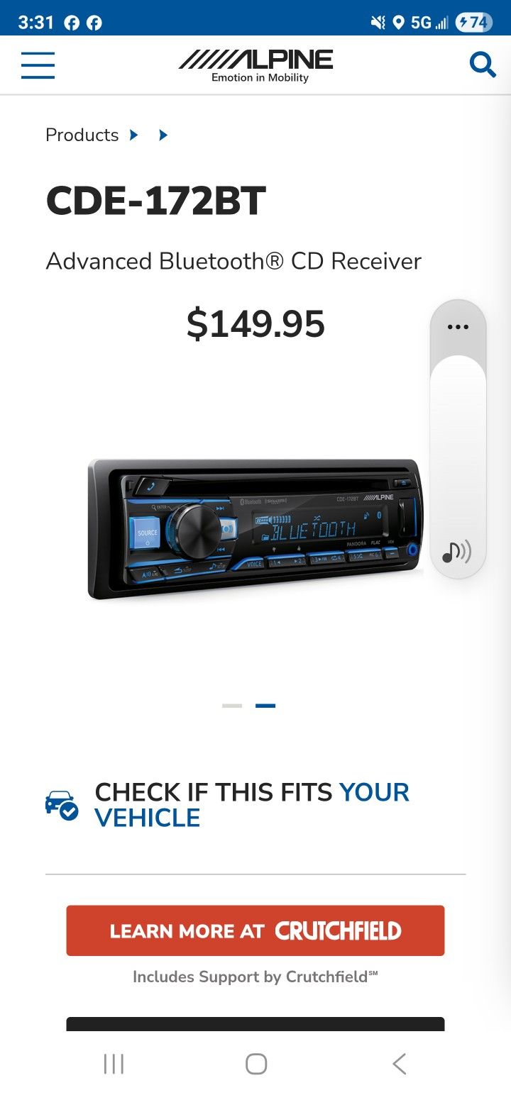 Alpine CD/MP3 Bluetooth Deck