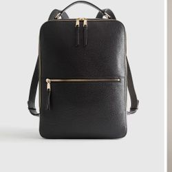 Quince Italian Leather Laptop Backpack Black