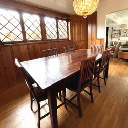 Farmhouse Wood Dining Set - Table + 6 Chairs