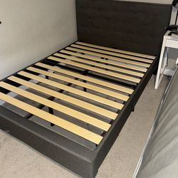 Full Size Tuft And Needle Mattress + Upholstered Bed Frame With Tufted Headboard 