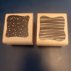 Wood Rubber Stamp dots and lines 