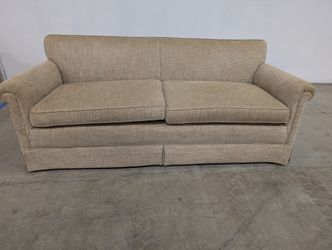 Neutral Upholstered Two-Seat Sofa with Rolled Arms