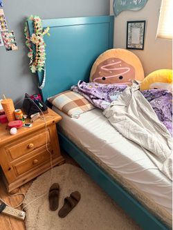 Teal Twin Bed Frame with Headboard - Great Condition