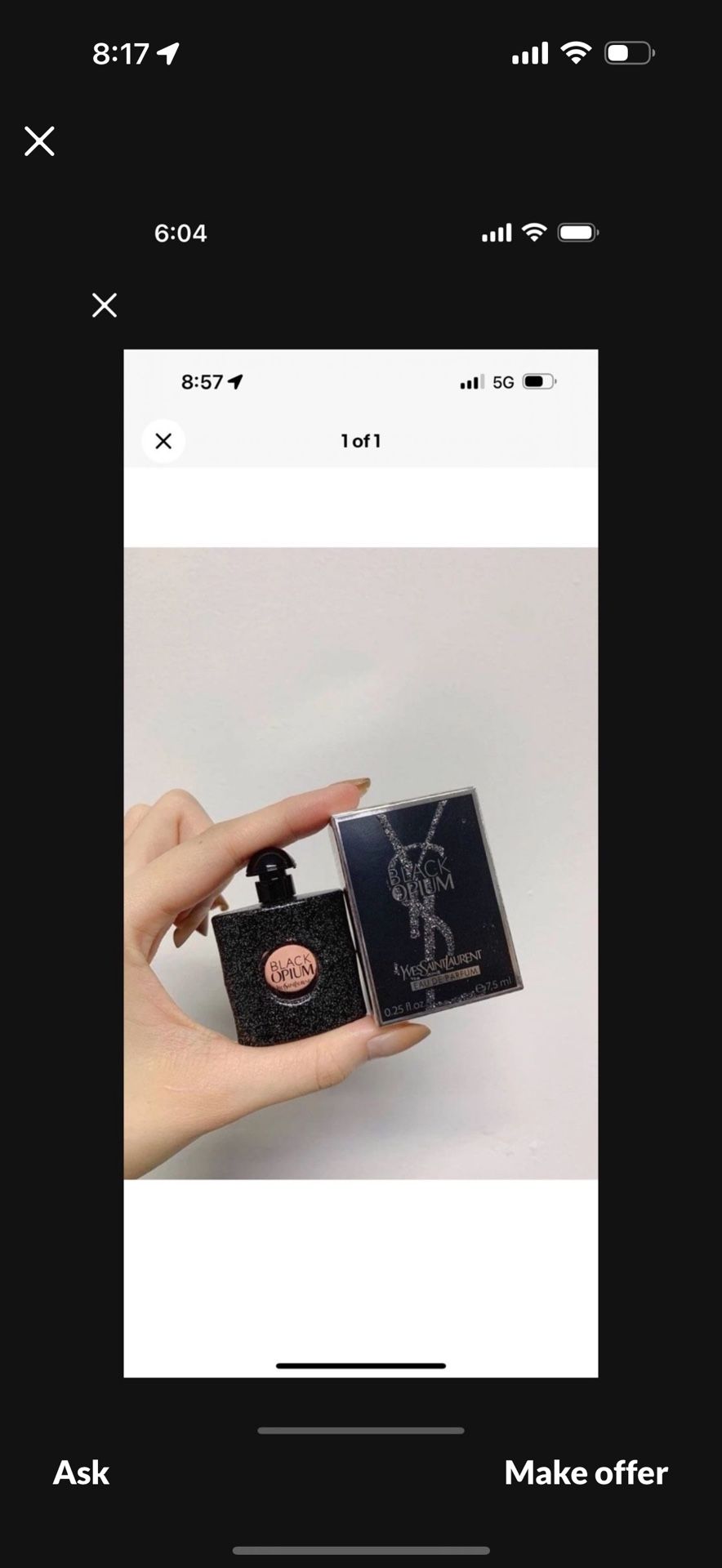 YSL Black Opium Womens Perfume EDP Mini Splash 7.5 ml / 0.25 oz last one
