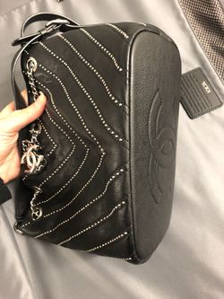 Chanel Black Studded Chevron Calfskin drawstring bag for Sale in Los  Angeles, CA - OfferUp