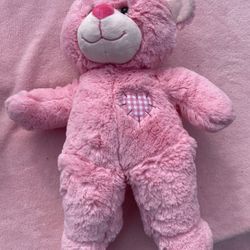 Teddy Mountain Pink Bear With Love Heart Patches 16" Soft Toy Plush