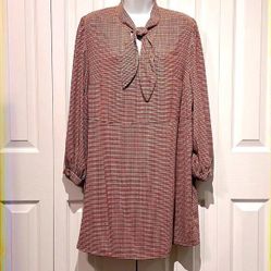 H M Long Sleeve Plaid Tunic Dress Size L/P