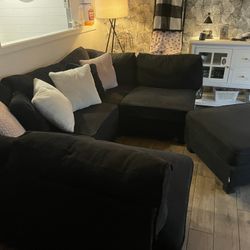 Black Couch With Ottoman 