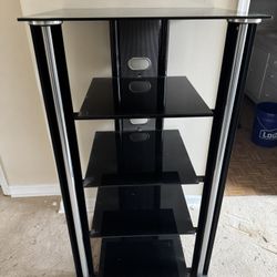 Black Glass And Metal Shelving