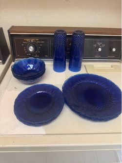 Blue Glass Dishes set of 4